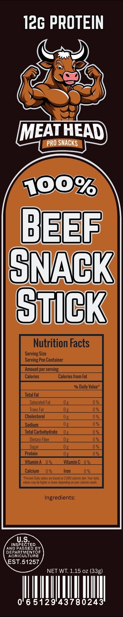 Meat Head beef snack stick packaging